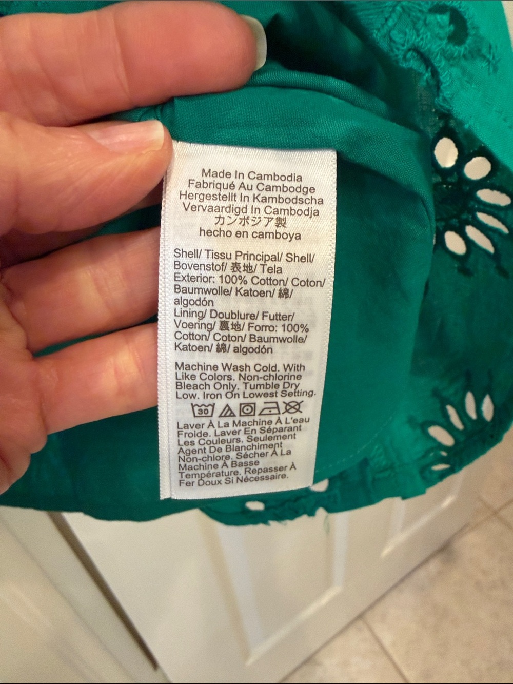 J. Crew Green Eyelet Sleeveless Cotton Top - Picture 6 of 6